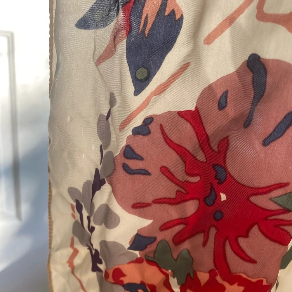 Liberty of London Floral cream pink silk scarf
